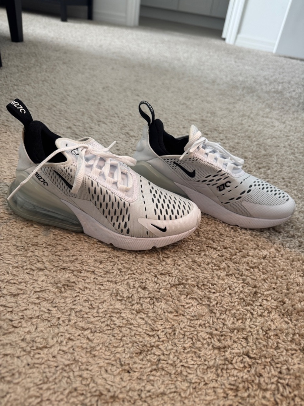 Women Nike White and Black Air Max 270 React Sneakers